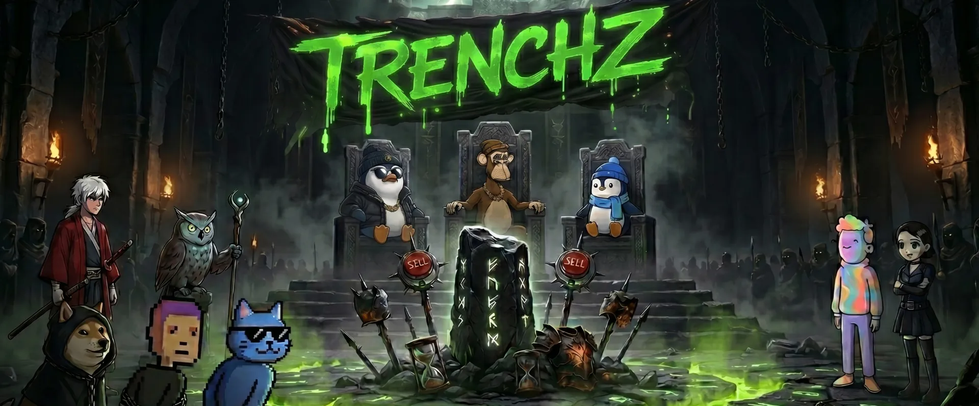 Trenchz Holder Arenas — crypto mascots in the arena